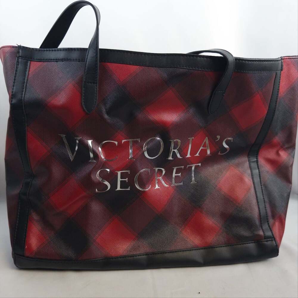 Victoria's Secret Buffalo Plaid Weekender Tote Bag Red Black